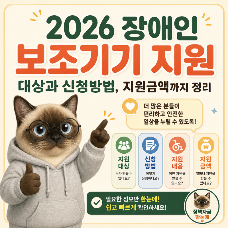 2026 장애인 보조기기 지원 대상과 신청방법, 지원금액까지 정리