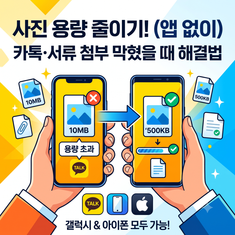 사진 용량 줄이기, 앱 없이 카톡·서류 첨부 막힐 때 뚫는 법 (갤럭시·아이폰)