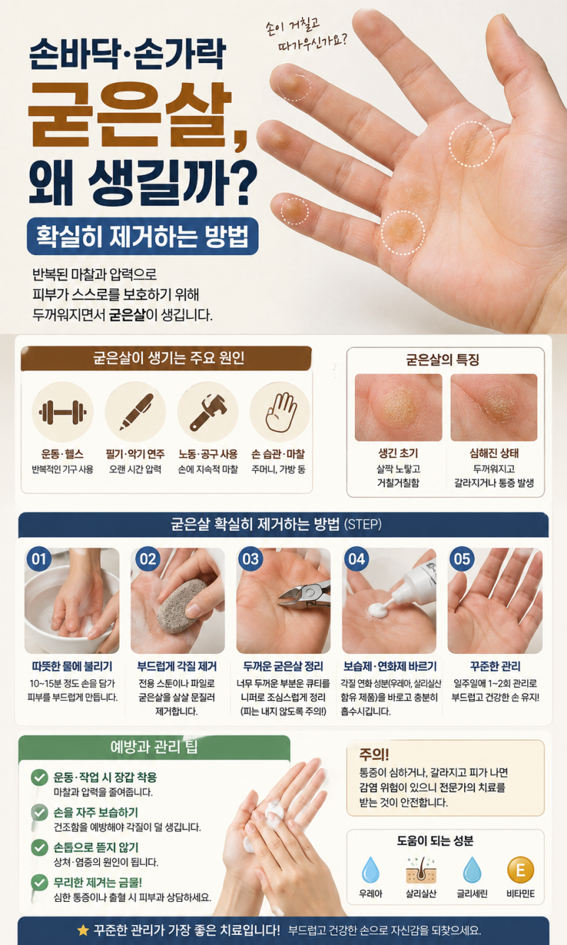 손바닥·손가락 굳은살 원인부터 제거법까지 한눈에 알아보기