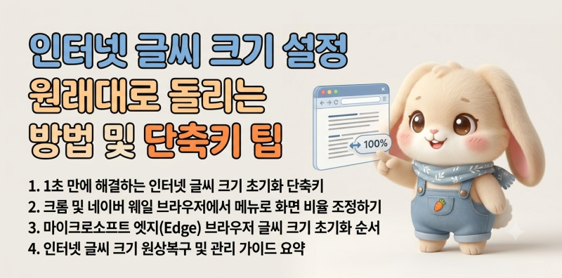 인터넷 글씨 크기 설정 원래대로 돌리는 방법 및 단축키 팁