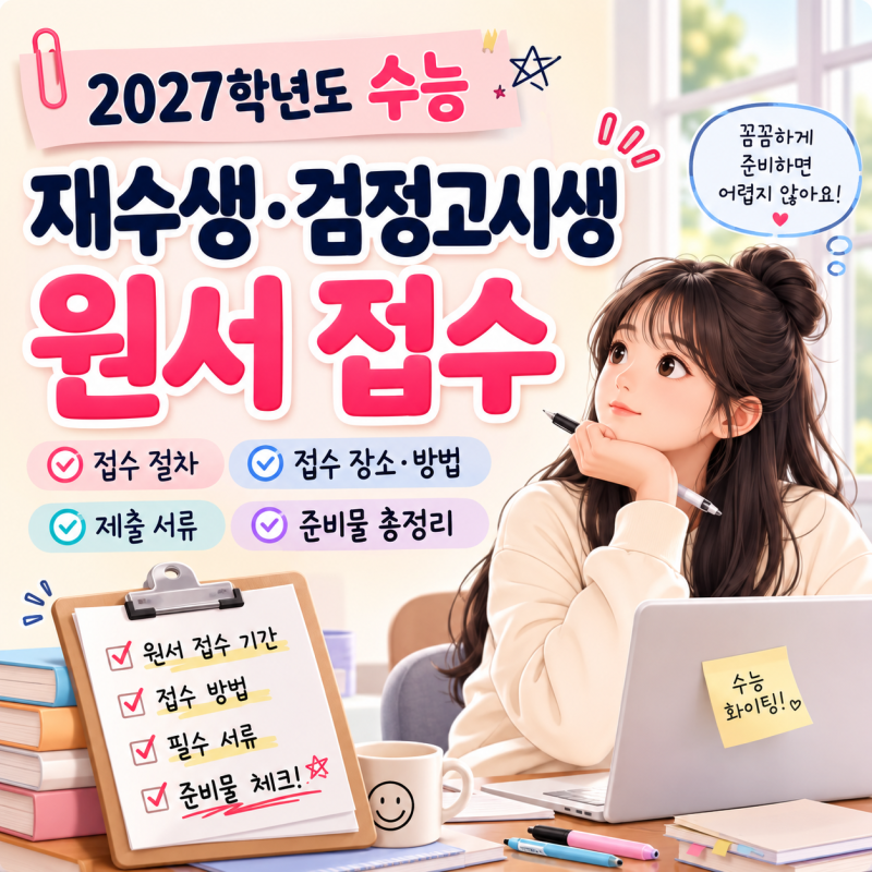 2027학년도 수능 재수생 검정고시생 원서접수 절차 접수 장소와 방법 필수 서류 준비물 총정....