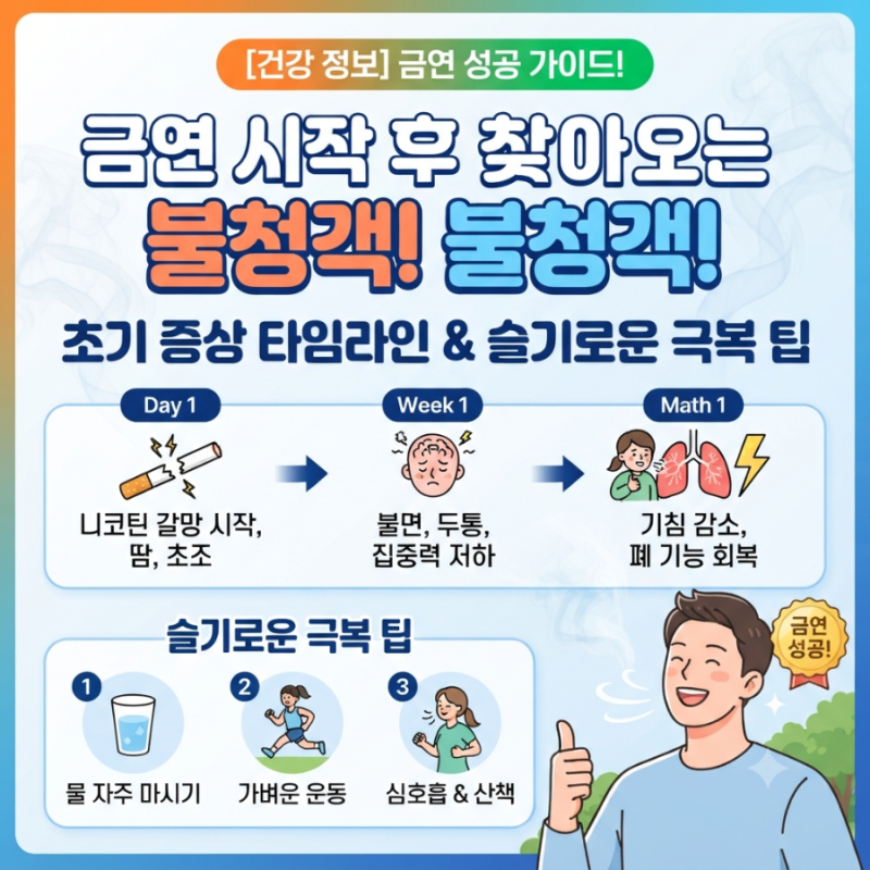 [건강 정보] 금연 시작 후 찾아오는 불청객! 금연 초기 증상 타임라인과 슬기로운 극복 팁