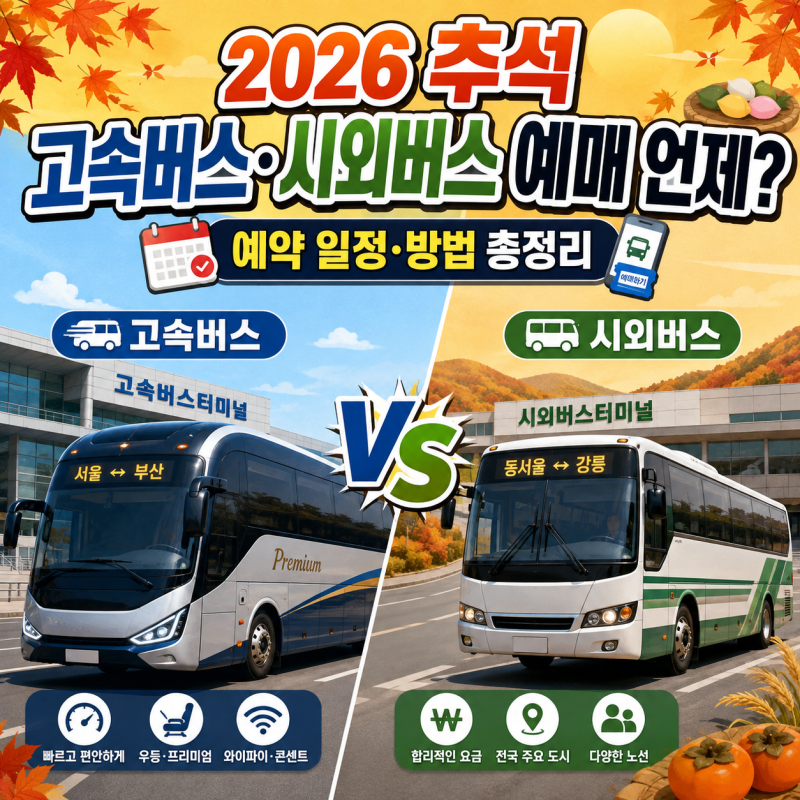 2026 추석 고속버스 시외버스 예매 언제? 예약 일정·방법 총정리