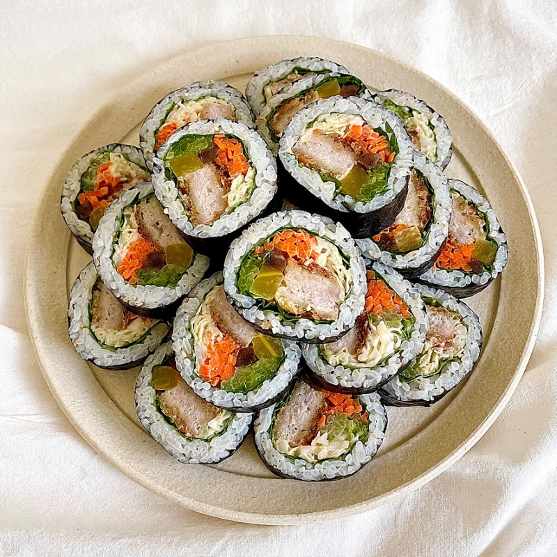 겉바속촉 돈까스김밥 만들기 안 터지고 예쁘게 김밥 싸는법