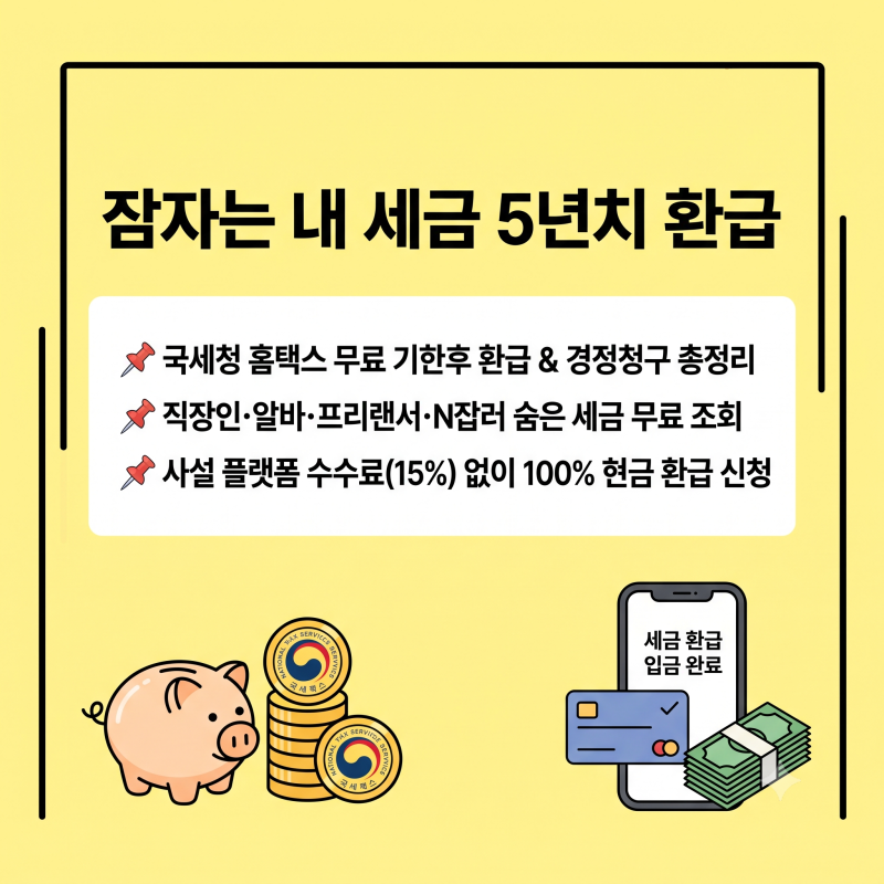 국세청 홈택스 5년치 숨은 세금 환급 조회 방법 및 기한후신고 경정청구 총정리