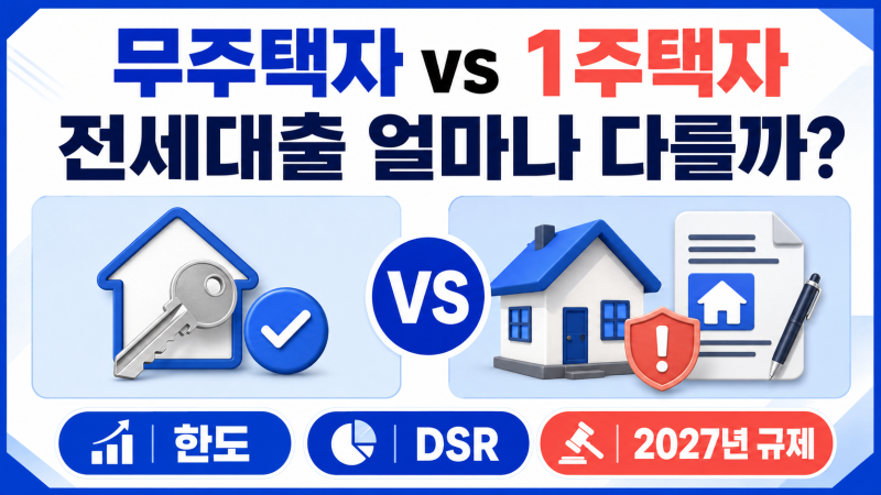 무주택자·1주택자 전세자금 대출 비교, 한도· DSR ·2027년 규제 총정리
