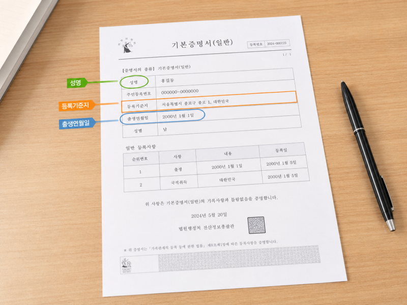 광주번역 기본증명서 영문번역｜이름·등록기준지를 꼭 확인해야 하는 이유