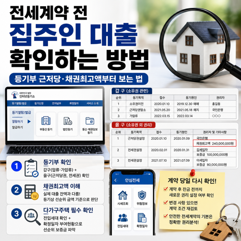 전세계약 전 집주인 대출 확인하는 방법…등기부 근저당·채권최고액부터 보는 법