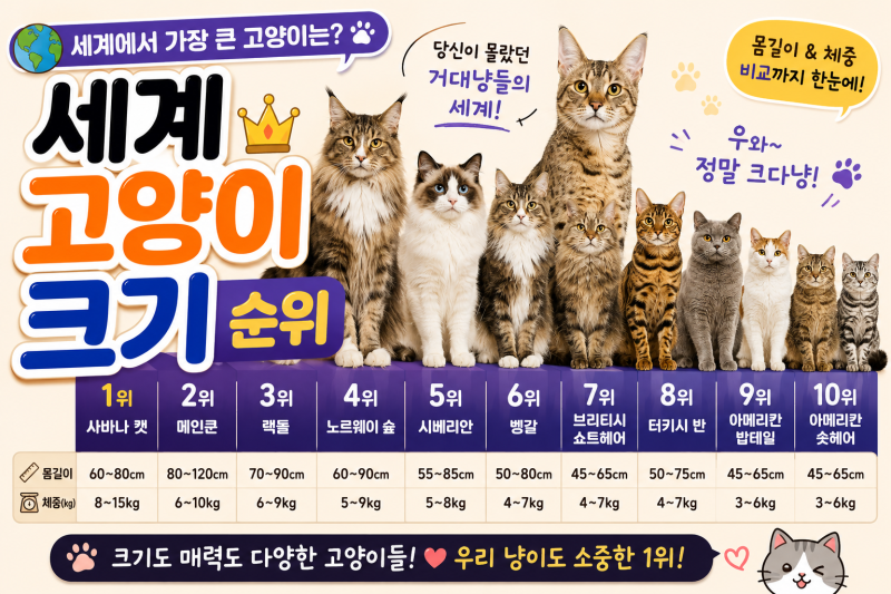 세계 고양이 크기 순위 TOP 10