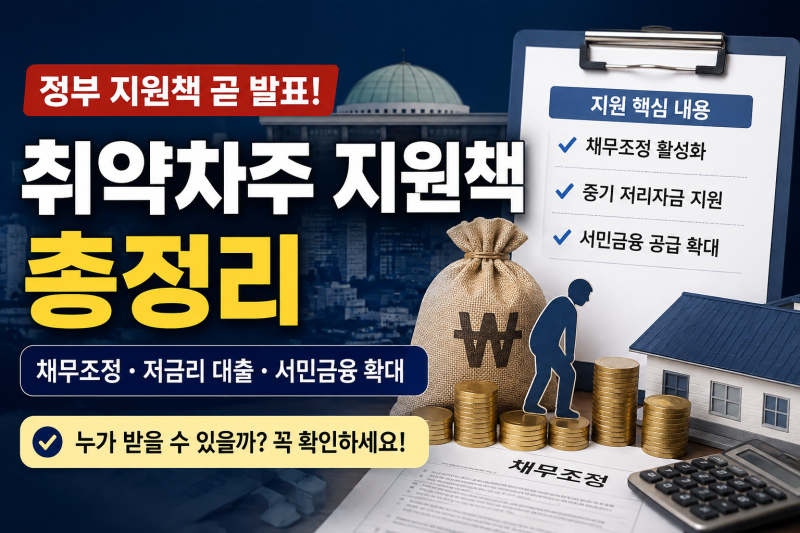 취약차주 지원책 곧 발표, 채무조정·저금리 대출·서민금융 확대 총정리