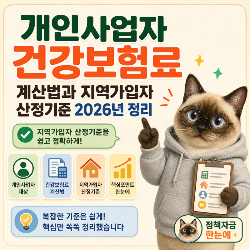 개인사업자 건강보험료 계산법과 지역가입자 산정기준 2026년 정리