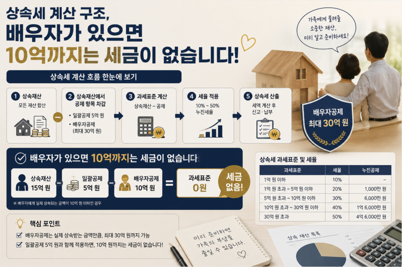 상속세 계산 구조, 배우자가 있으면 10억까지는 세금이 없습니다!