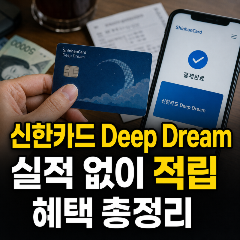 신한카드 Deep Dream 체크카드 혜택 총정리 실적 없이 0.2% 적립