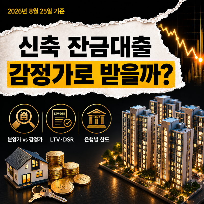 신축아파트 잔금대출 분양가·감정가 뭐가 기준? 은행마다 한도 달라질까