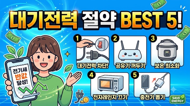 집안 대기전력 주범 톱 5와 멀티탭으로 전기세 아끼는 법