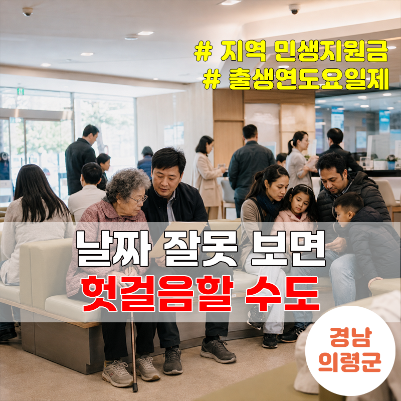 의령군 50만원 신청, 첫 주 날짜 잘못 보면 헛걸음합니다