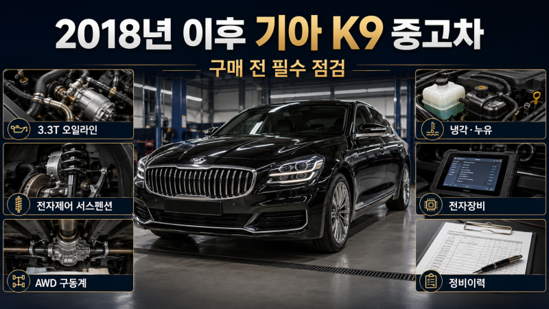 기아 K9 2세대 중고차 구매 가이드｜3.8·3.3 터보·5.0 선택과 점검 사항