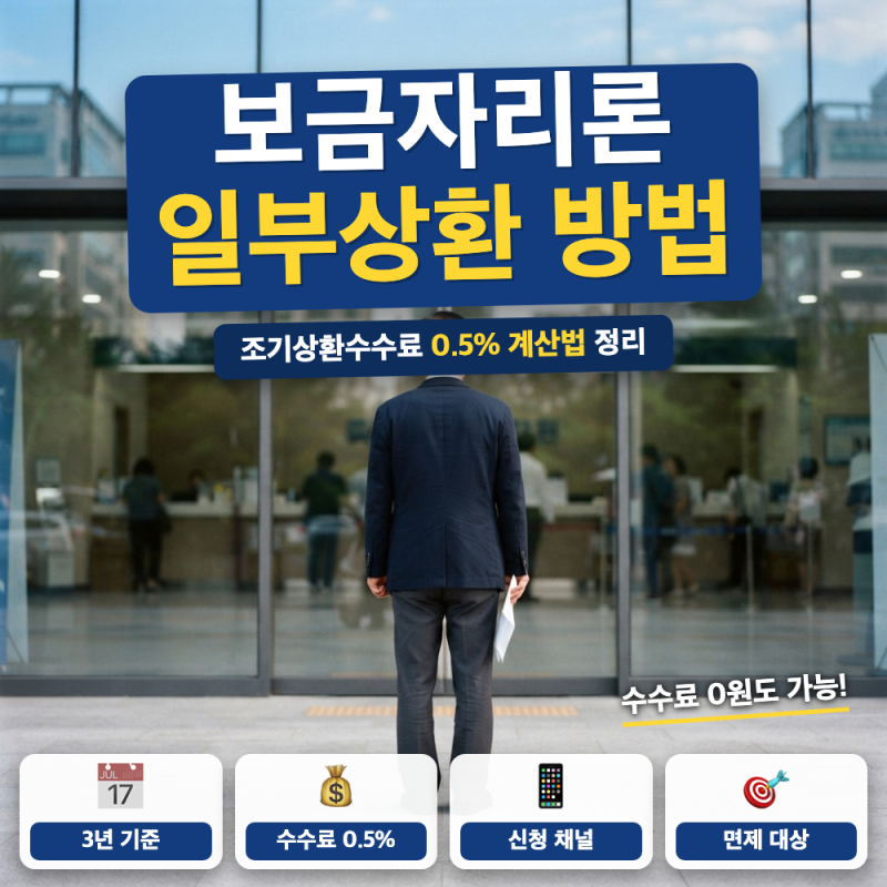 보금자리론 일부상환하면 수수료 얼마 나올까요? 중도상환 방법 (+ 계산법, 면제대상)