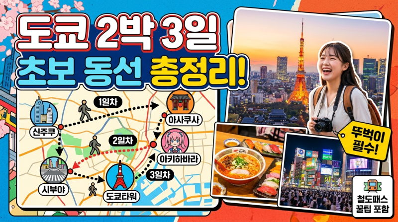 [도쿄 2박 3일 동선] 지하철 패스로 끝내는 뚜벅이 코스 & 실전 교통 꿀팁