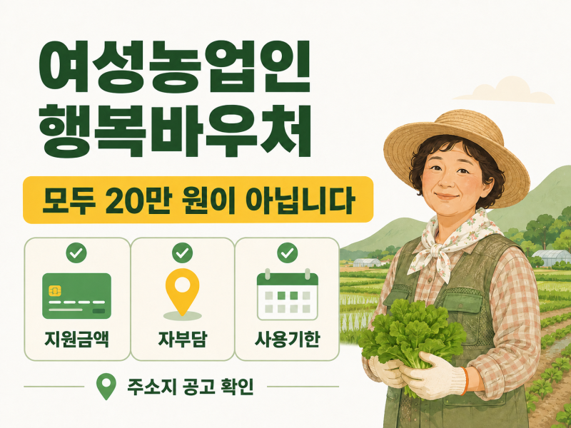 2026 여성농업인 행복바우처, 모두 20만 원이 아닙니다｜농업인 지원까지 확인