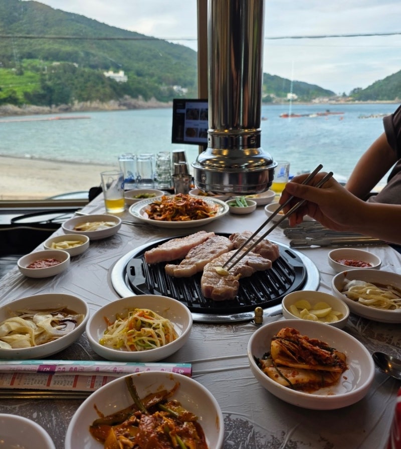 남해 쏠비치 근처 맛집 설리바베큐식당 | 픽드랍 가능한 바다뷰 삼겹살
