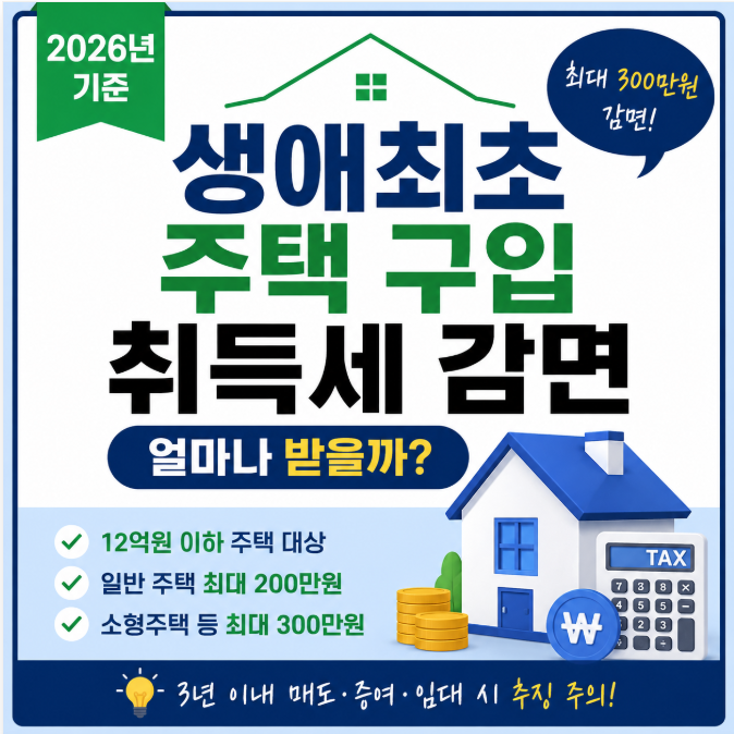 생애최초 주택 구입 취득세 감면, 얼마나 받을까? 2026년 기준 총정리(※ 2026.8.26 지방세제 개....