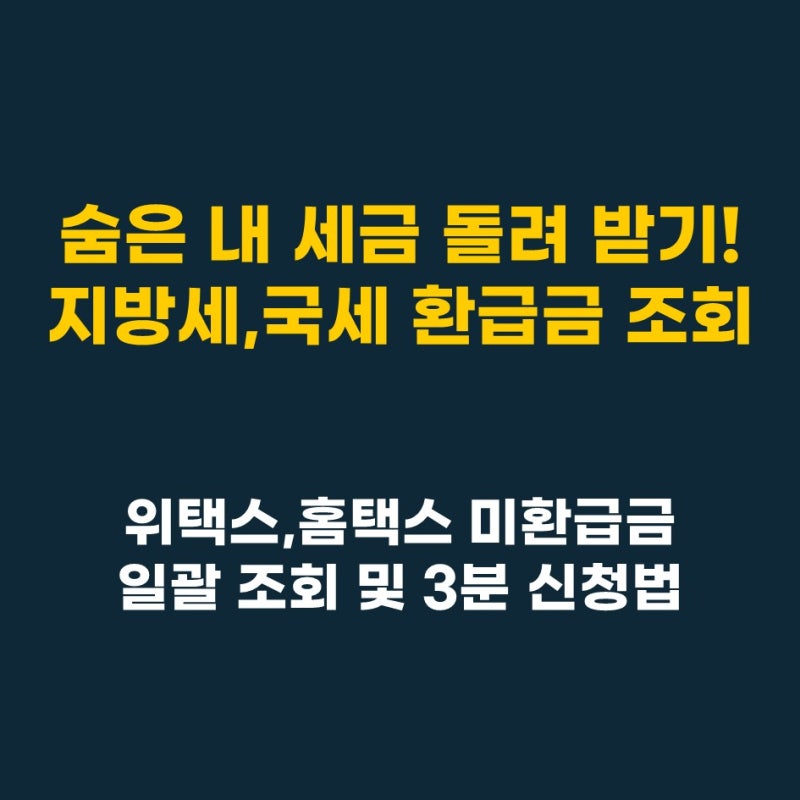 [노후준비-23] 지방세 및 국세 환급금 일괄 조회 서비스 이용법