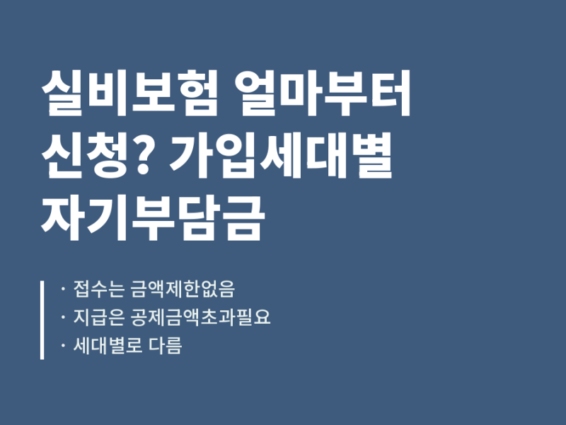 실비보험 얼마부터 신청? 가입세대별 자기부담금 총정리