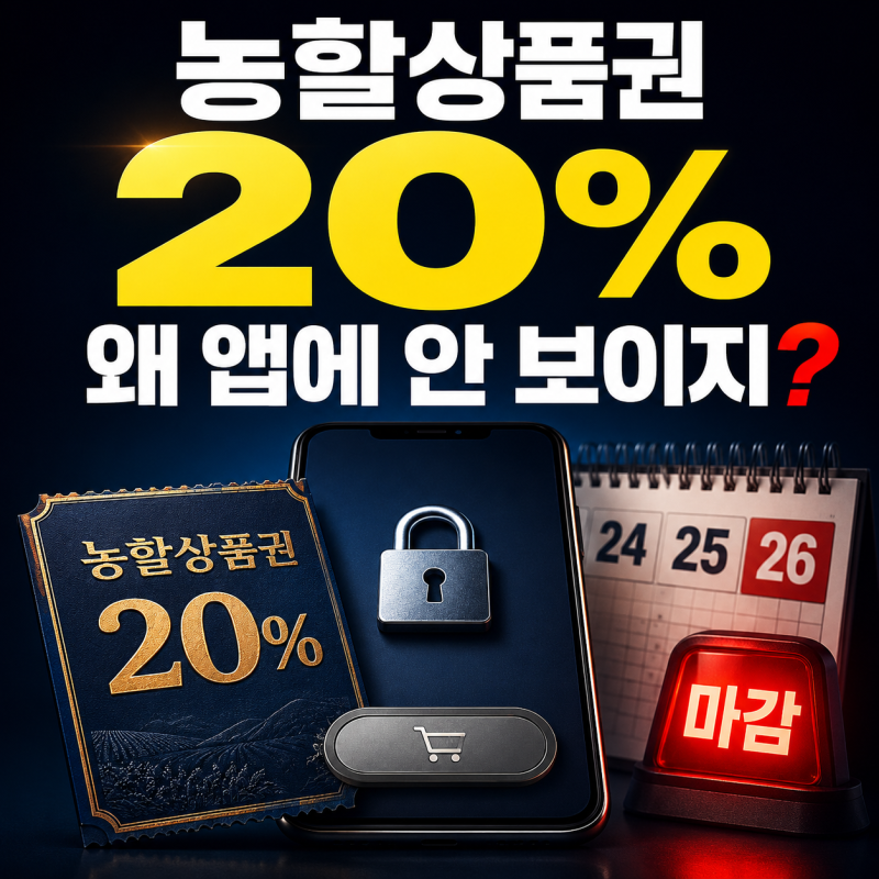 농할상품권 20% 할인이라는데 왜 앱에 안 보일까?｜지역별 24·25·26일 발행시간 놓치면 끝