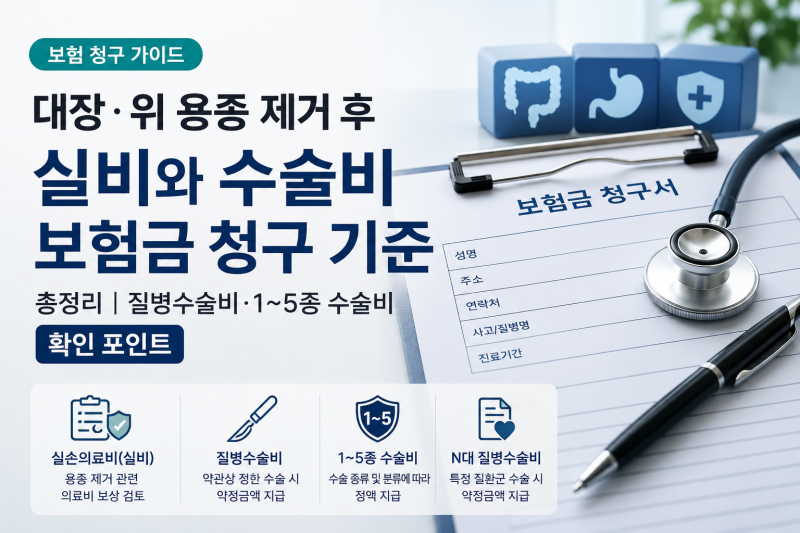 대장·위 용종 제거 후 실비와 수술비 보험금 청구 기준 총정리｜질병수술비·1~5종 수술비 확....
