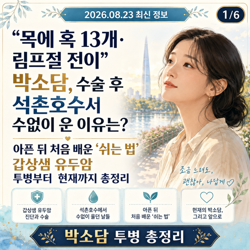“목에 혹 13개·림프절 전이” 박소담, 수술 후 석촌호수서 수없이 운 이유는?아픈 뒤 처음 ....