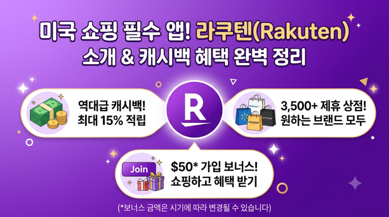 [미국정착기] 안 쓰면 손해! 미국 쇼핑 필수 캐시백 앱 '라쿠텐(Rakuten)' 사용법 & 가입 보너스 ....