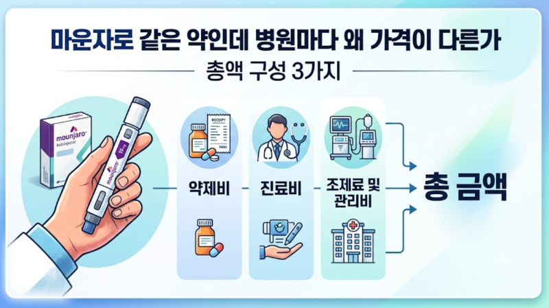 마운자로 같은 약인데 병원마다 왜 가격이 다른가 — 총액 구성 3가지