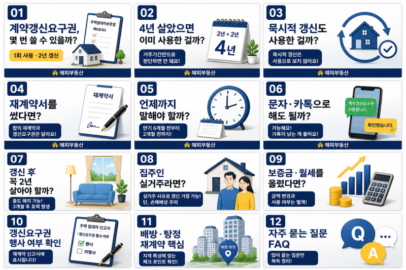 계약갱신청구권, 내가 이미 사용한 걸까? 묵시적 갱신·전세 재계약 차이