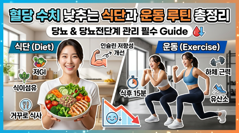 혈당 스파이크 막는 3가지 식습관과 10분 하체 운동 루틴