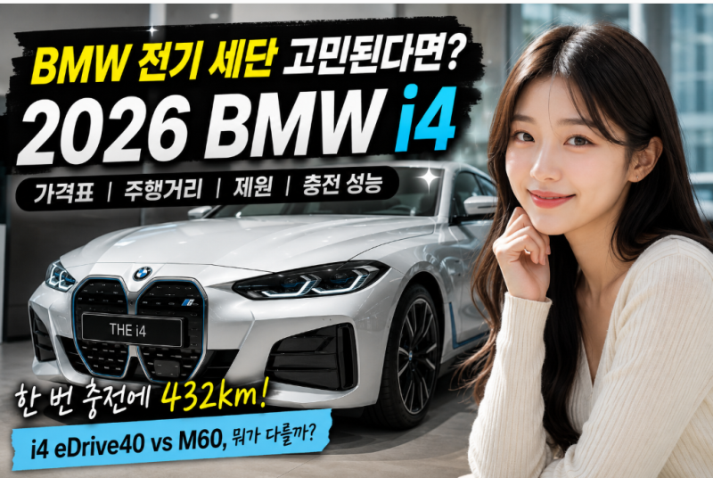 7천만 원대 BMW 전기차 살 만할까? 2026 BMW i4 가격·주행거리 비교