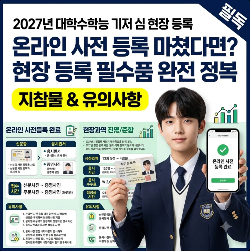 2027 수능 온라인 사전입력 후 현장접수 준비물 뭐 가져가야 하나?