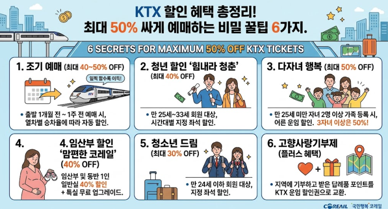 KTX 할인 혜택 총정리! 최대 50% 싸게 예매하는 비밀 꿀팁 6가지