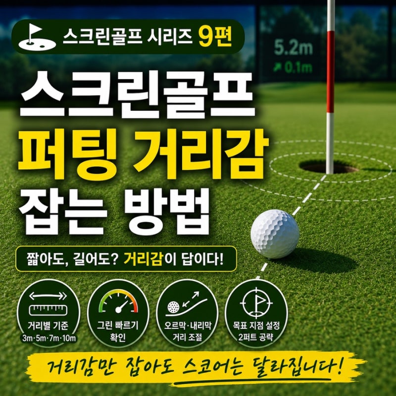 스크린골프 퍼팅 거리감 잡는 방법, 3·5·7m부터 연습해보세요