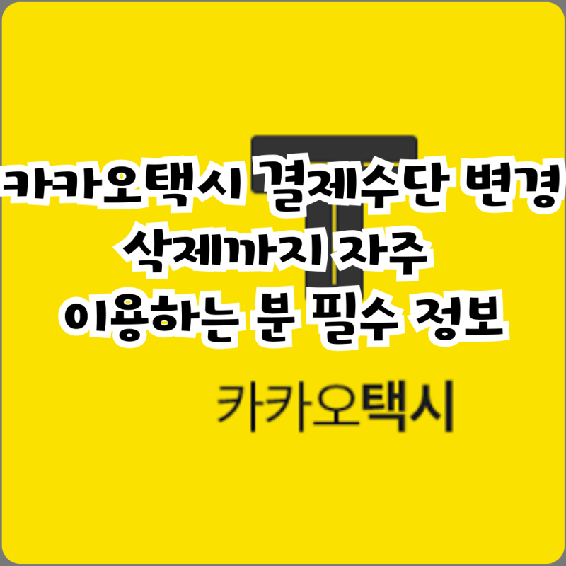 카카오택시 결제수단 변경 삭제까지 자주 이용하는 분 필수 정보