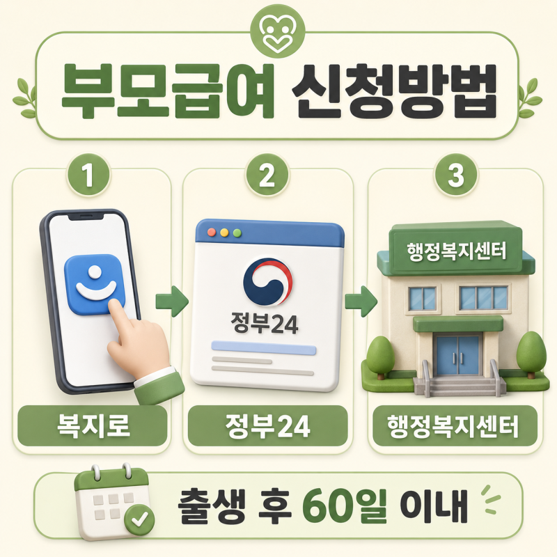 2026 부모급여 월 100만원 신청방법! 어린이집 이용 시 지급액과 60일 기준