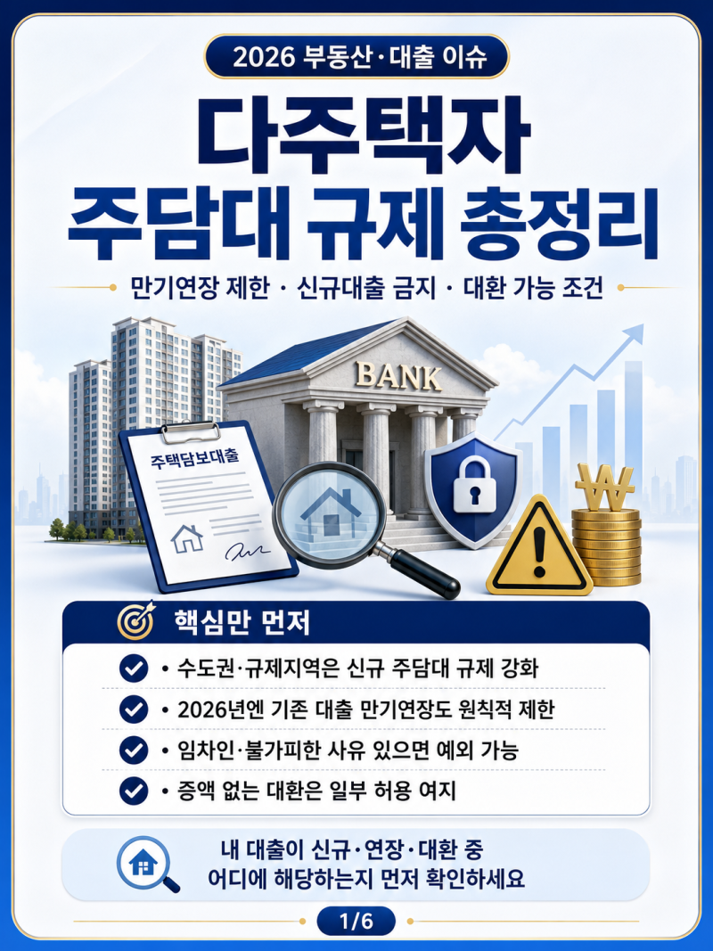 다주택자 주담대 규제 연장 제한 금지 대환 조건 가능 방법 총정리