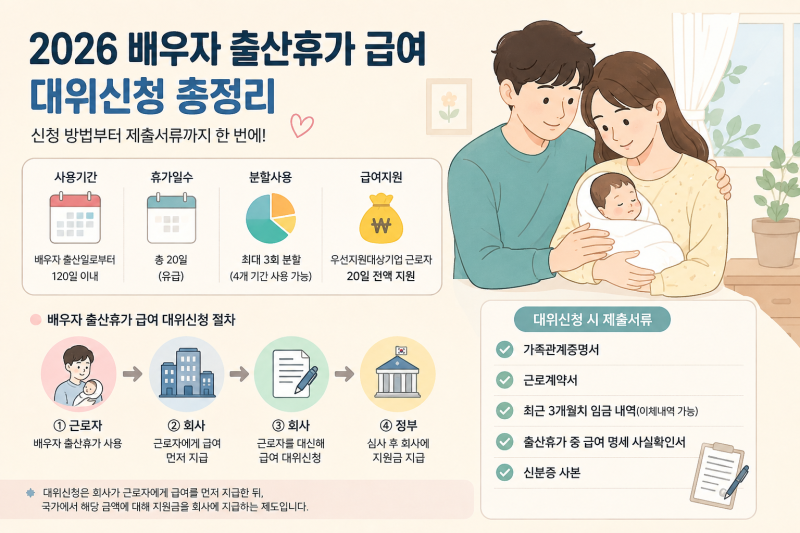 2026 배우자 출산휴가 급여 대위신청 후기｜실제 제출서류와 신청방법 총정리
