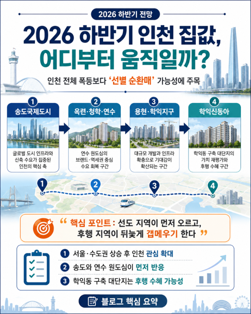 GTX-B 청학역·송도 KTX·박찬대×송영길…2026 하반기 인천 집값, 학익신동아까지 오를까?