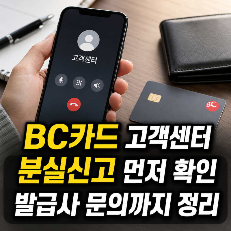 BC카드 고객센터 전화번호와 분실신고, 발급사 문의까지 정리