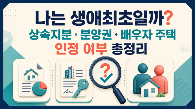 과거에 집을 가진 적이 있어도 생애 최초가 될까? 상속지분·분양권·배우자 주택도 생애 최....