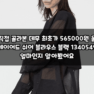 직접 골라본 데무 최초가 565000원 울 레이어드 쉬어 블라우스 블랙 1340549 얼마인지 알아봤어....