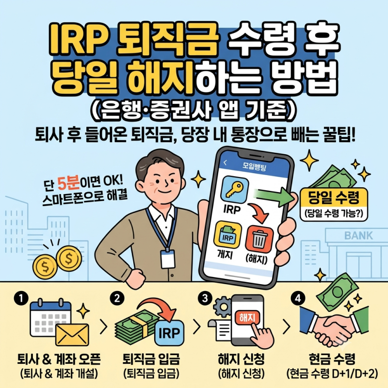퇴직금 IRP 수령 후 해지하는 방법 (은행·증권사 앱 기준)