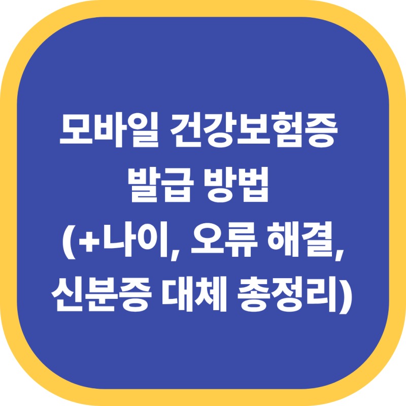 모바일 건강보험증 발급 방법 (+나이, 오류 해결, 신분증 대체 총정리)