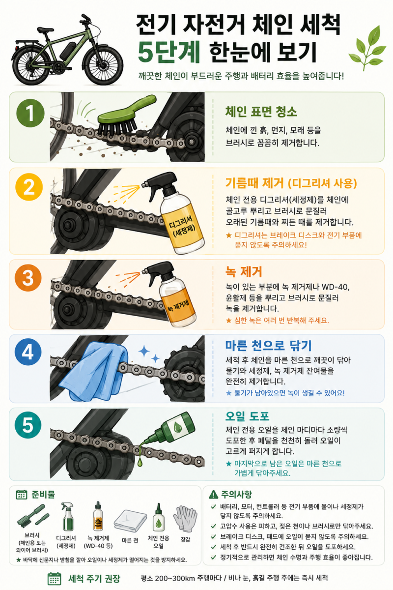 전기자전거 체인세척 방법과 관리. 오래 타려면 꼭 알아두세요!